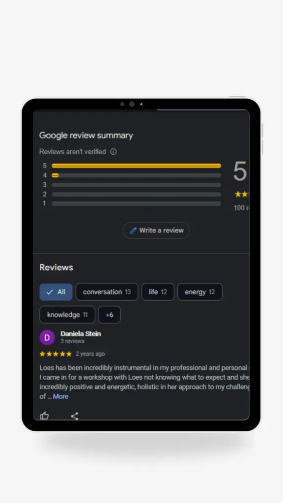 Google Review 5 sterren - Holistisch Coaching